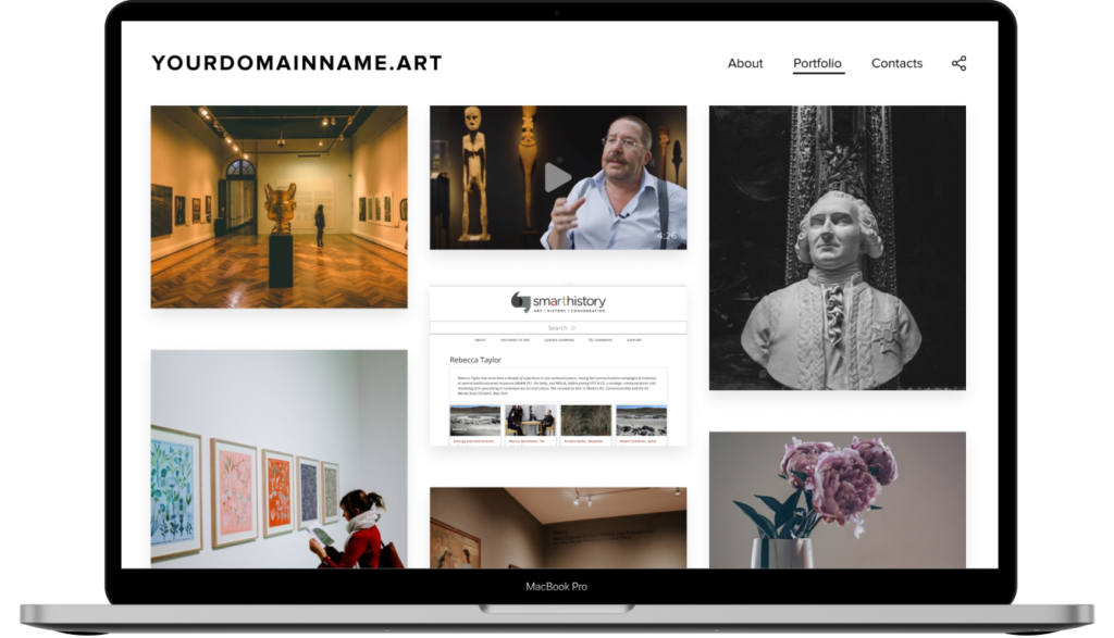 A .art portfolio website shown on a laptop